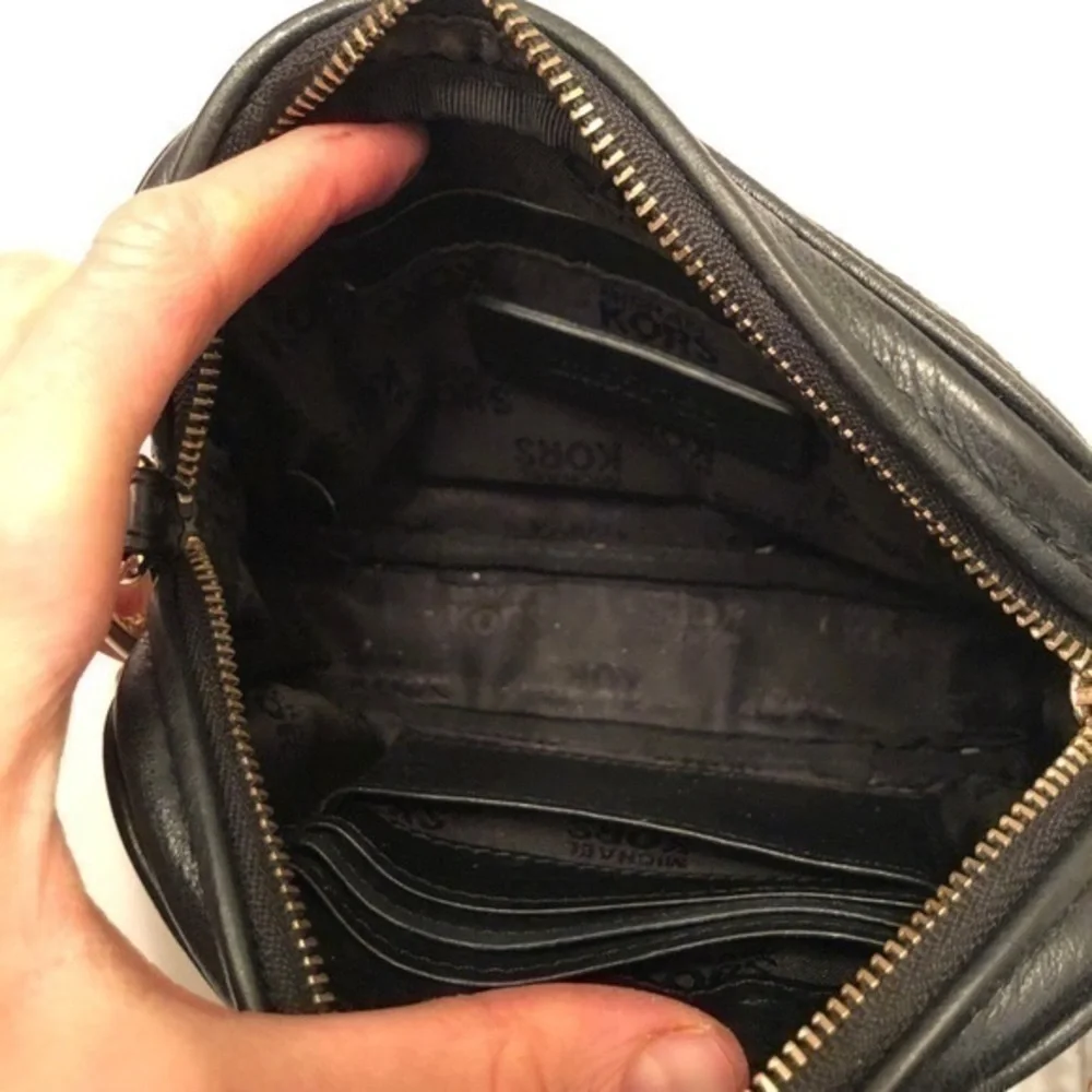 Michael kors mini black leather crossbody bag